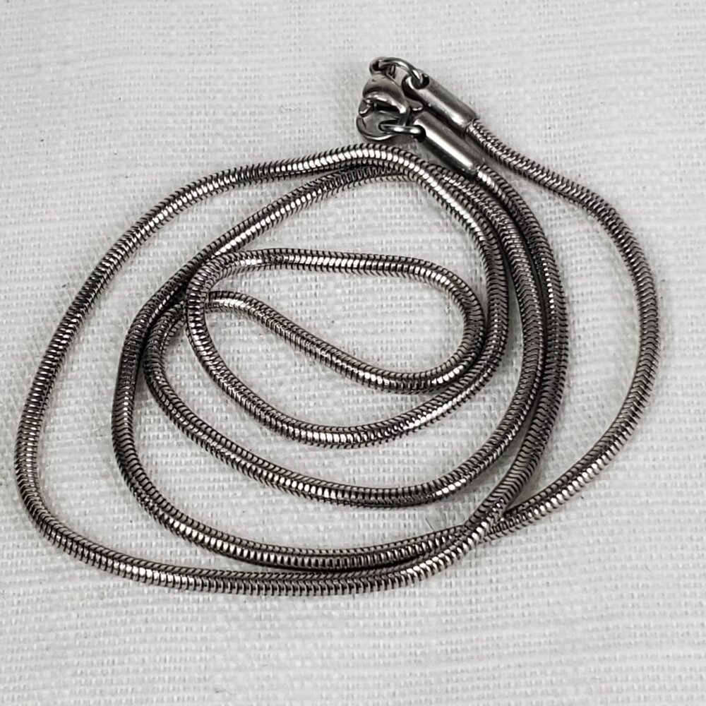 Silver Tone Snake Chain Necklace Lobster Latch